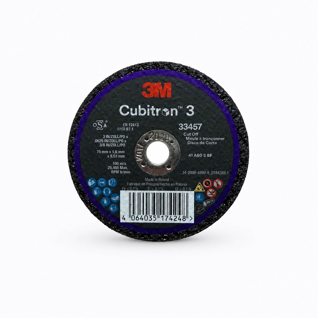 3M™ Cubitron™ 3 – Disque à tronçonner 75 × 9.53mm